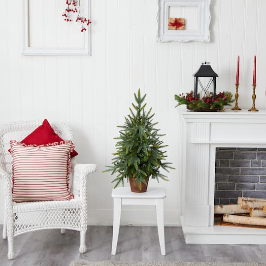 2.5ft. Pre-Lit Christmas Tree with Planter, Clear Lights
